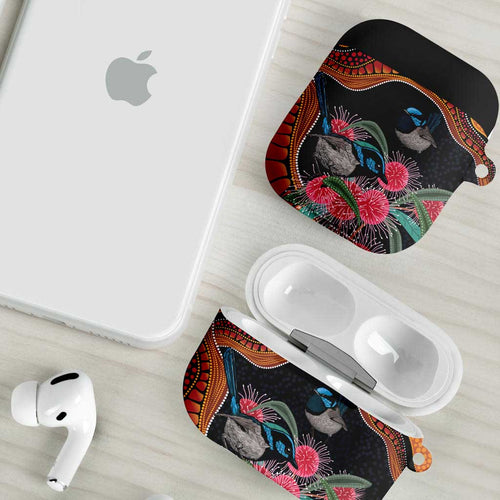 Hakea Flower And Fairy Wren Australia AirPods Case Aboriginal Art - Aussie Hoodie