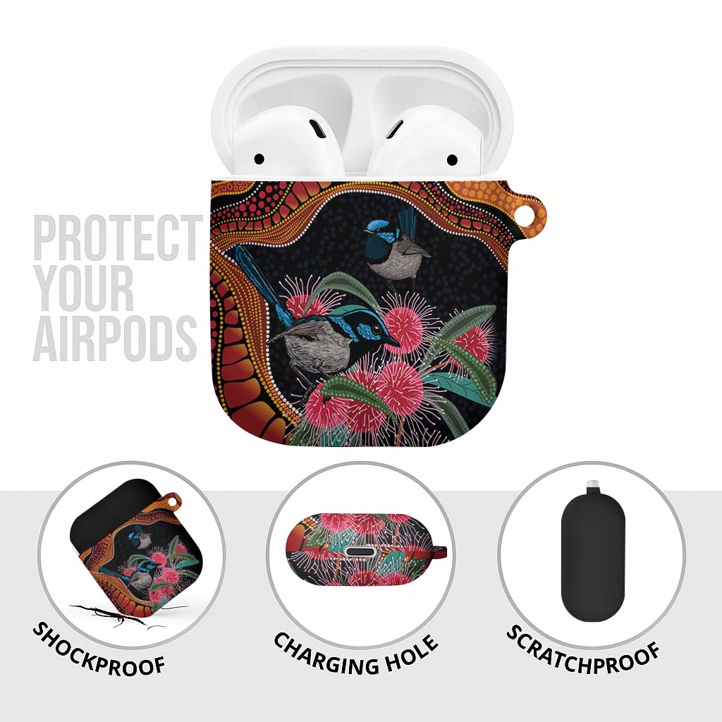 Hakea Flower And Fairy Wren Australia AirPods Case Aboriginal Art - Aussie Hoodie