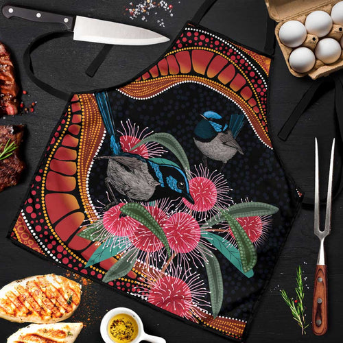 Hakea Flower And Fairy Wren Australia Apron Aboriginal Art - Aussie Hoodie