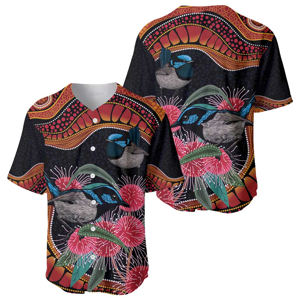 Hakea Flower And Fairy Wren Australia Baseball Jersey Aboriginal Art