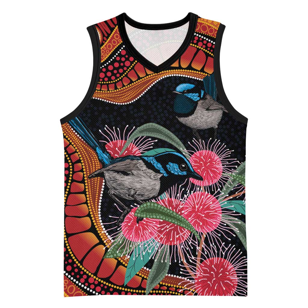 Hakea Flower And Fairy Wren Australia Basketball Jersey Aboriginal Art - Aussie Hoodie