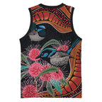 Hakea Flower And Fairy Wren Australia Basketball Jersey Aboriginal Art - Aussie Hoodie