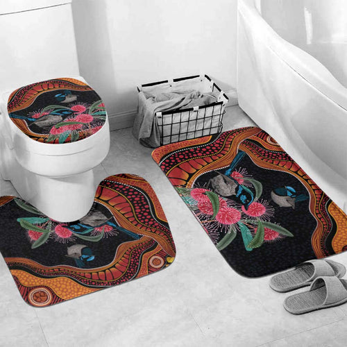 Hakea Flower And Fairy Wren Australia Bathroom Set Aboriginal Art - Aussie Hoodie
