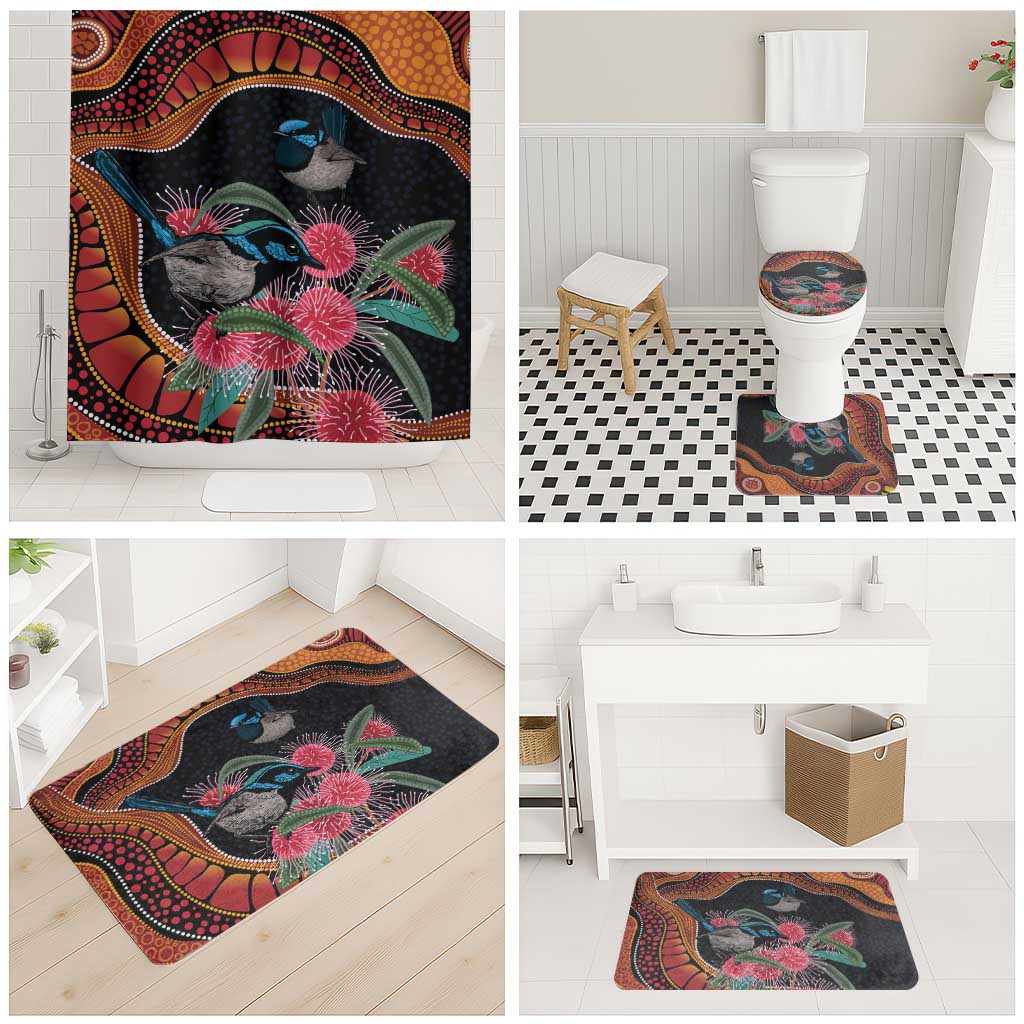 Hakea Flower And Fairy Wren Australia Bathroom Set Aboriginal Art - Aussie Hoodie