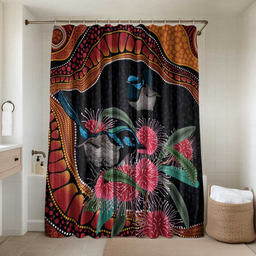 Hakea Flower And Fairy Wren Australia Bathroom Set Aboriginal Art - Aussie Hoodie