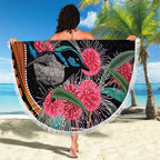 Hakea Flower And Fairy Wren Australia Beach Blanket Aboriginal Art