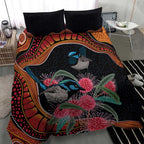 Hakea Flower And Fairy Wren Australia Bedding Set Aboriginal Art