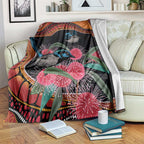 Hakea Flower And Fairy Wren Australia Blanket Aboriginal Art
