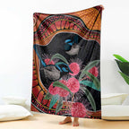 Hakea Flower And Fairy Wren Australia Blanket Aboriginal Art