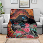 Hakea Flower And Fairy Wren Australia Blanket Aboriginal Art