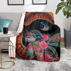 Hakea Flower And Fairy Wren Australia Blanket Aboriginal Art