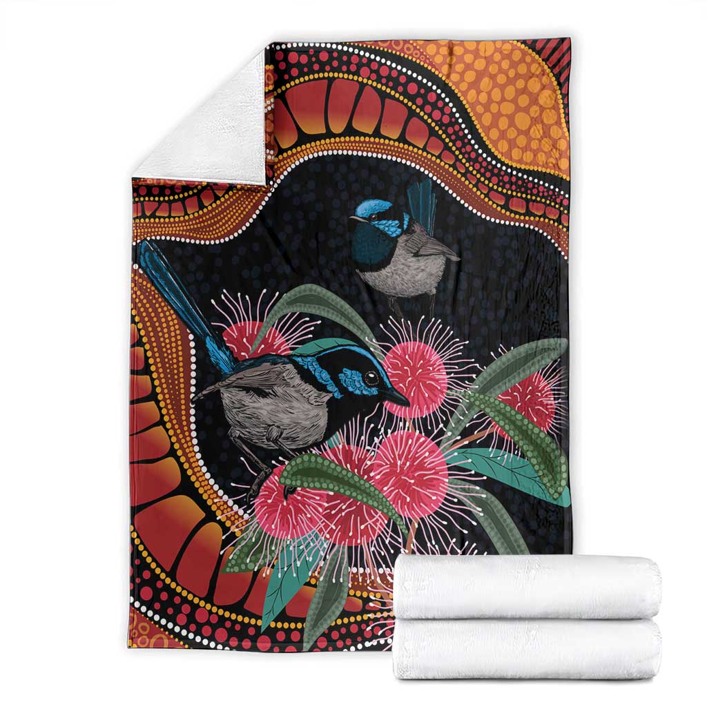Hakea Flower And Fairy Wren Australia Blanket Aboriginal Art