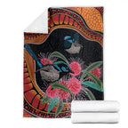 Hakea Flower And Fairy Wren Australia Blanket Aboriginal Art
