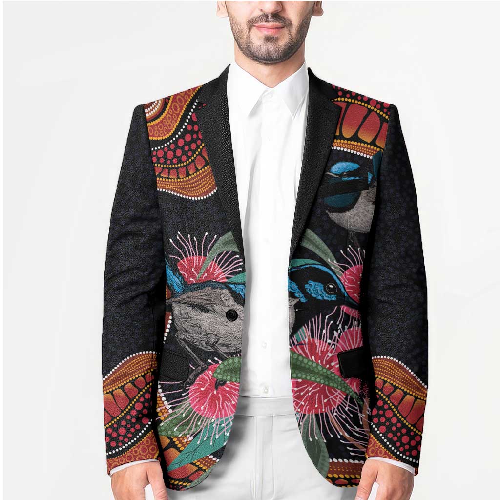 Hakea Flower And Fairy Wren Australia Blazer Aboriginal Art - Aussie Hoodie