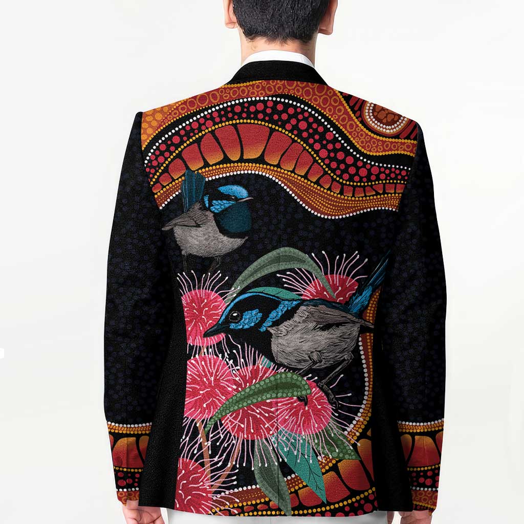Hakea Flower And Fairy Wren Australia Blazer Aboriginal Art - Aussie Hoodie