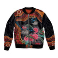 Hakea Flower And Fairy Wren Australia Bomber Jacket Aboriginal Art