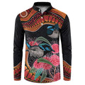 Hakea Flower And Fairy Wren Australia Button Sweatshirt Aboriginal Art