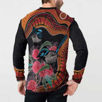 Hakea Flower And Fairy Wren Australia Button Sweatshirt Aboriginal Art