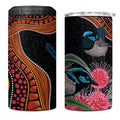 Hakea Flower And Fairy Wren Australia 4 in 1 Can Cooler Tumbler Aboriginal Art