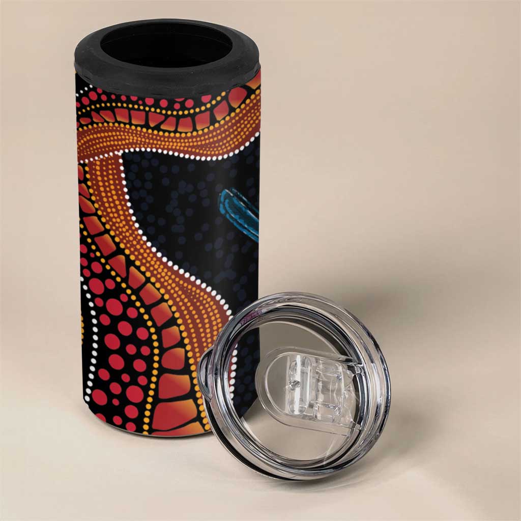 Hakea Flower And Fairy Wren Australia 4 in 1 Can Cooler Tumbler Aboriginal Art