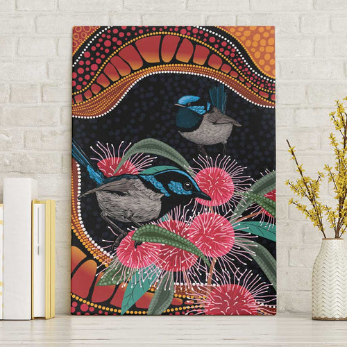 Hakea Flower And Fairy Wren Australia Canvas Wall Art Aboriginal Art