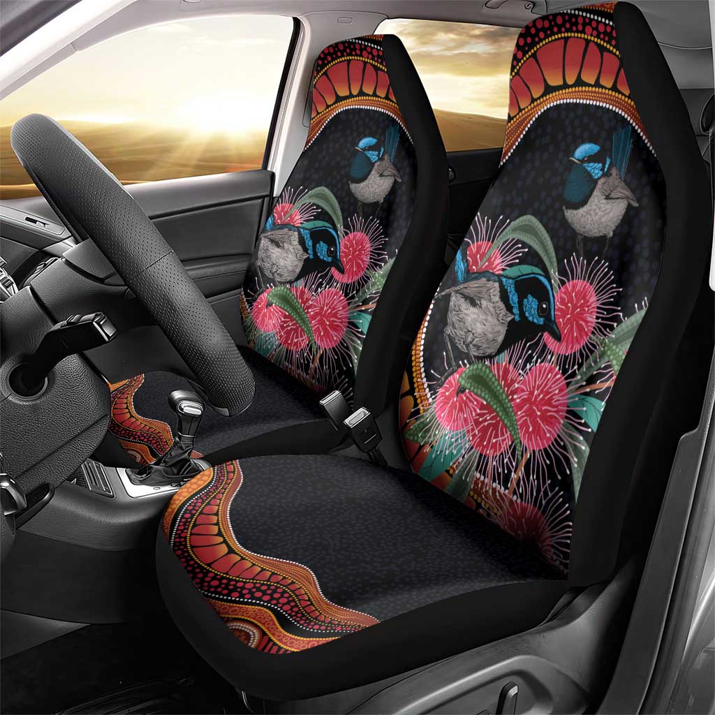 Hakea Flower And Fairy Wren Australia Car Seat Cover Aboriginal Art
