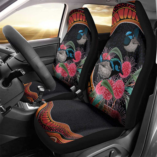 Hakea Flower And Fairy Wren Australia Car Seat Cover Aboriginal Art