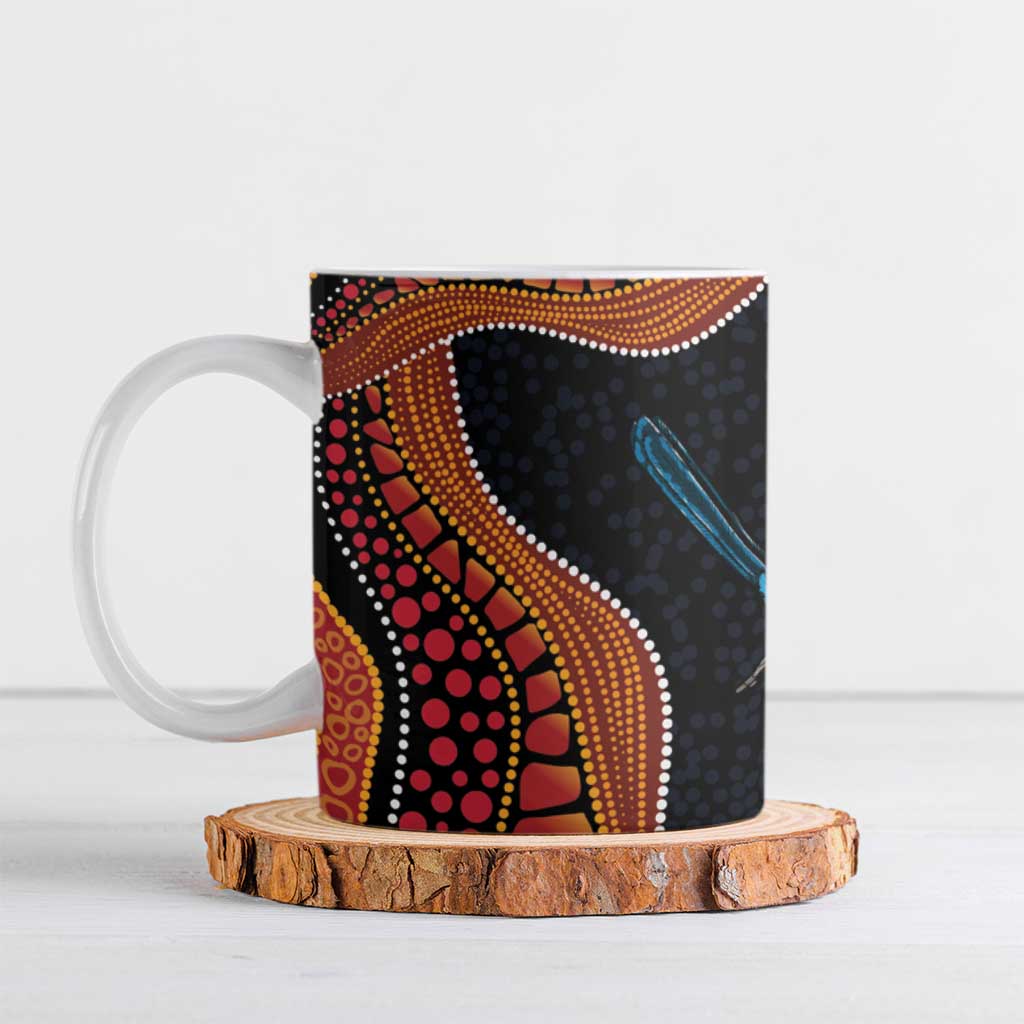 Hakea Flower And Fairy Wren Australia Ceramic Mug Aboriginal Art - Aussie Hoodie