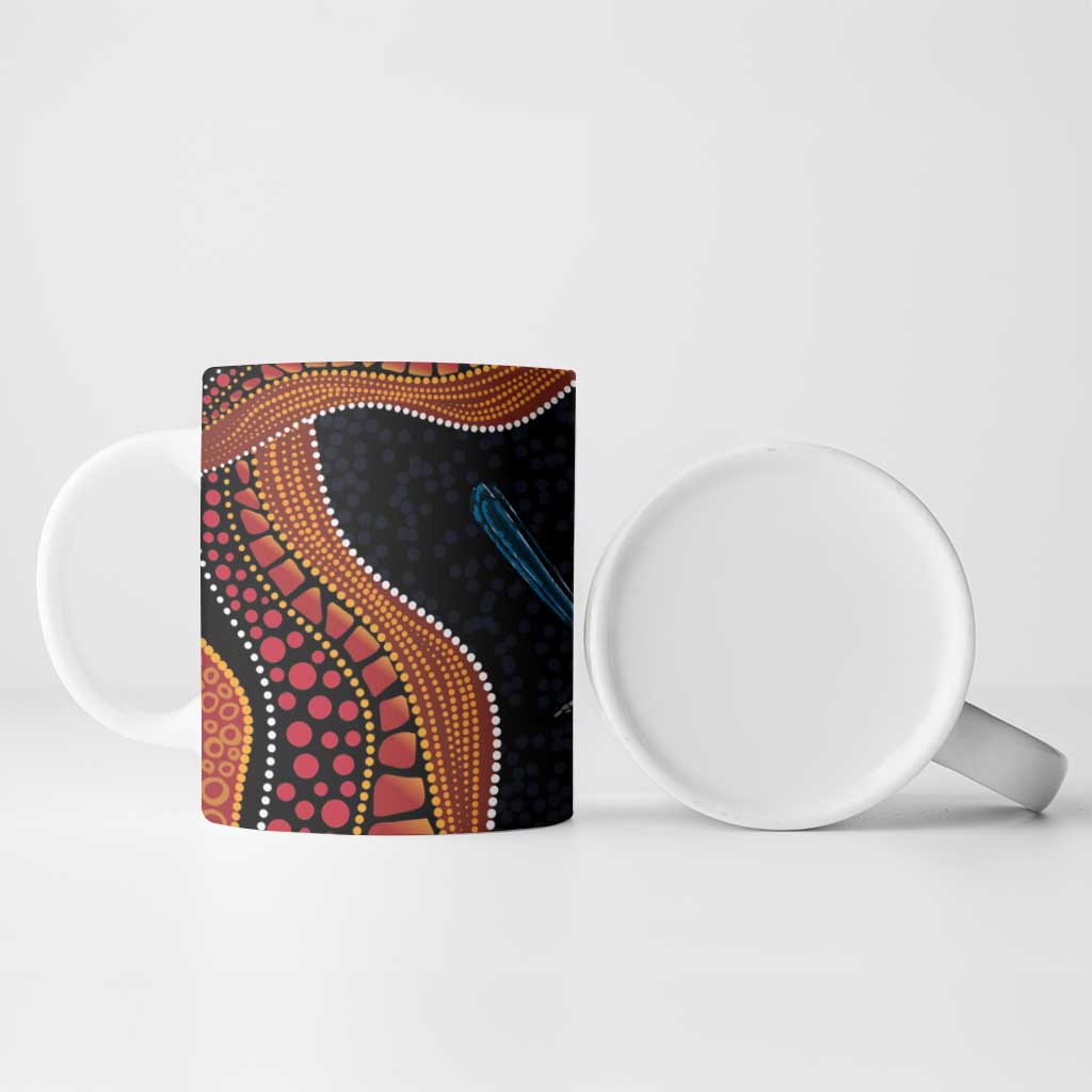 Hakea Flower And Fairy Wren Australia Ceramic Mug Aboriginal Art - Aussie Hoodie