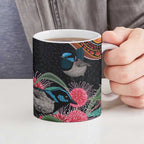 Hakea Flower And Fairy Wren Australia Ceramic Mug Aboriginal Art - Aussie Hoodie