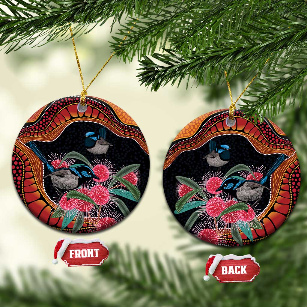 Hakea Flower And Fairy Wren Australia Ceramic Ornament Aboriginal Art