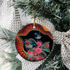 Hakea Flower And Fairy Wren Australia Ceramic Ornament Aboriginal Art