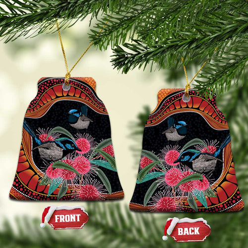 Hakea Flower And Fairy Wren Australia Ceramic Ornament Aboriginal Art