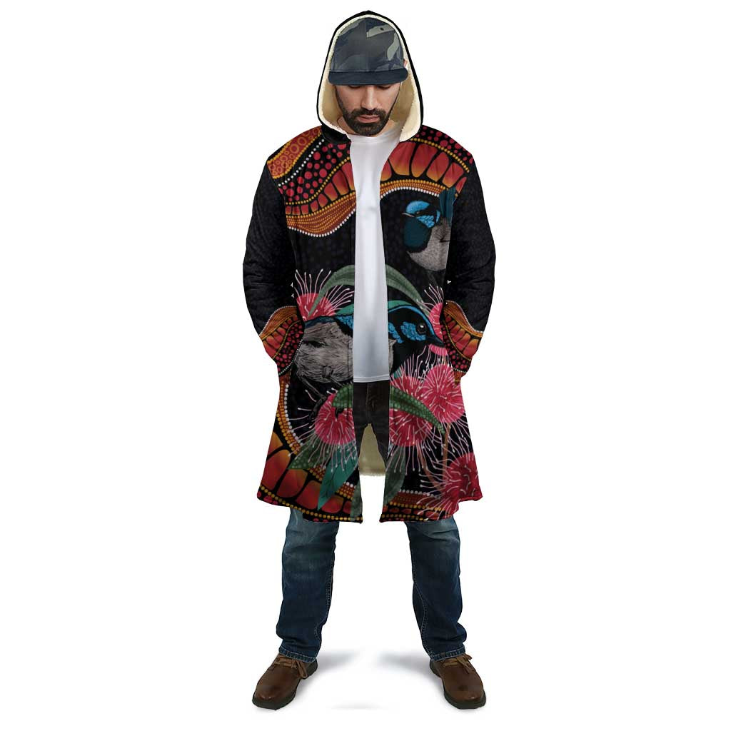 Hakea Flower And Fairy Wren Australia Cloak Aboriginal Art - Aussie Hoodie