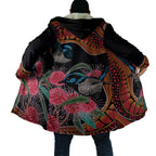 Hakea Flower And Fairy Wren Australia Cloak Aboriginal Art - Aussie Hoodie