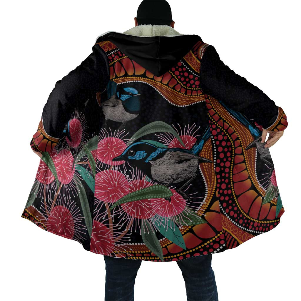 Hakea Flower And Fairy Wren Australia Cloak Aboriginal Art - Aussie Hoodie