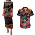 Hakea Flower And Fairy Wren Australia Couples Matching Puletasi and Hawaiian Shirt Aboriginal Art