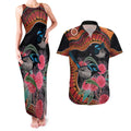 Hakea Flower And Fairy Wren Australia Couples Matching Tank Maxi Dress and Hawaiian Shirt Aboriginal Art