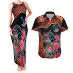 Hakea Flower And Fairy Wren Australia Couples Matching Tank Maxi Dress and Hawaiian Shirt Aboriginal Art