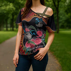 Hakea Flower And Fairy Wren Australia Cross Shoulder Shirt Aboriginal Art - Aussie Hoodie