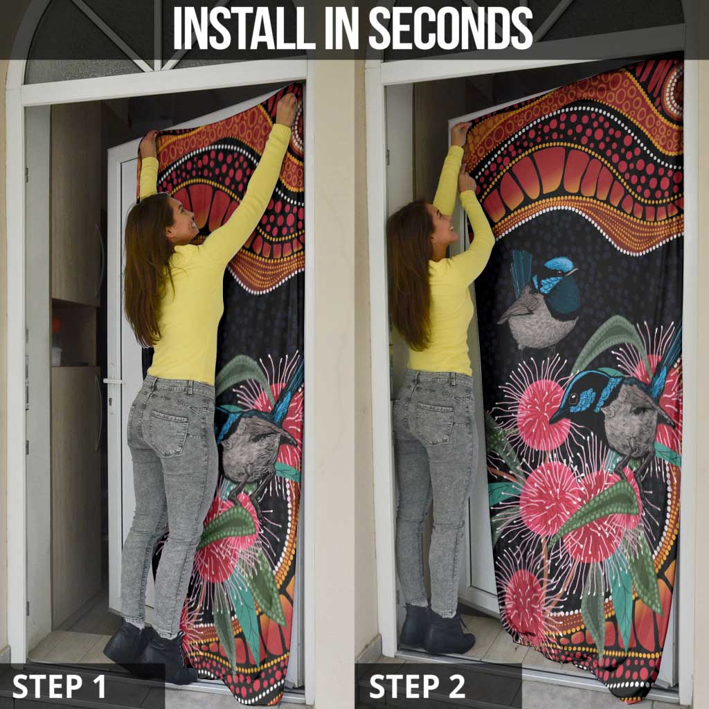 Hakea Flower And Fairy Wren Australia Door Cover Aboriginal Art - Aussie Hoodie