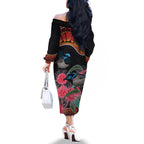 Hakea Flower And Fairy Wren Australia Family Matching Off The Shoulder Long Sleeve Dress and Hawaiian Shirt Aboriginal Art