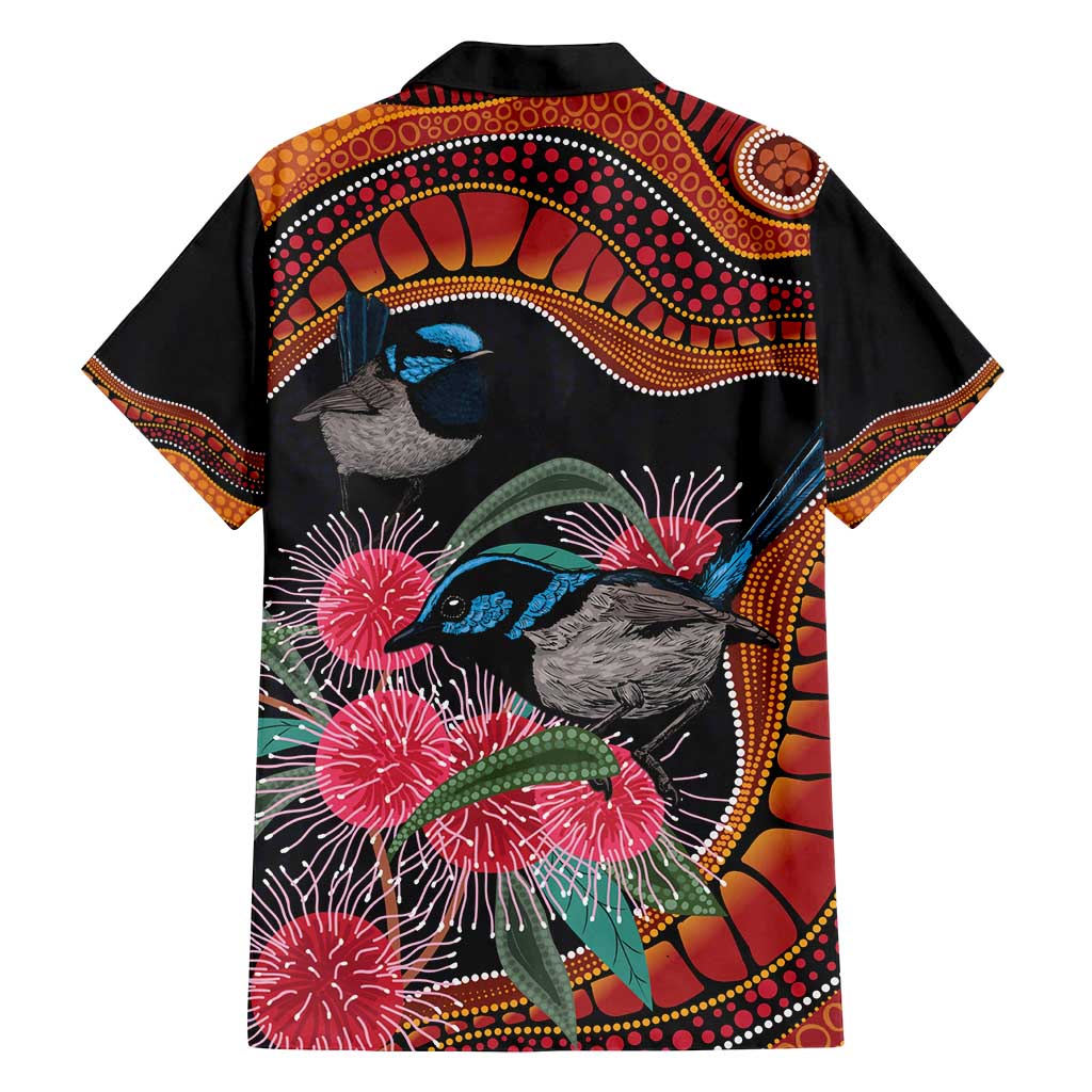 Hakea Flower And Fairy Wren Australia Family Matching Off Shoulder Short Dress and Hawaiian Shirt Aboriginal Art