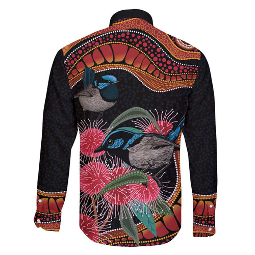 Hakea Flower And Fairy Wren Australia Family Matching Off Shoulder Short Dress and Hawaiian Shirt Aboriginal Art