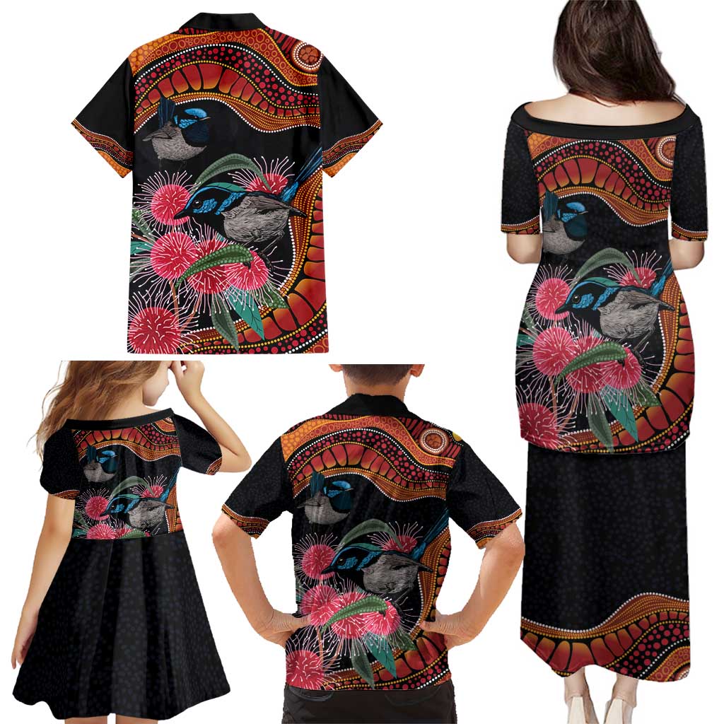 Hakea Flower And Fairy Wren Australia Family Matching Puletasi and Hawaiian Shirt Aboriginal Art