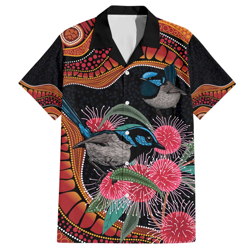 Hakea Flower And Fairy Wren Australia Family Matching Short Sleeve Bodycon Dress and Hawaiian Shirt Aboriginal Art