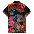 Hakea Flower And Fairy Wren Australia Family Matching Short Sleeve Bodycon Dress and Hawaiian Shirt Aboriginal Art