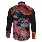 Hakea Flower And Fairy Wren Australia Family Matching Short Sleeve Bodycon Dress and Hawaiian Shirt Aboriginal Art
