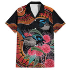 Hakea Flower And Fairy Wren Australia Family Matching Tank Maxi Dress and Hawaiian Shirt Aboriginal Art