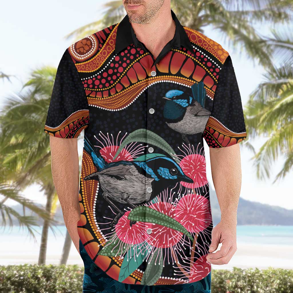 Hakea Flower And Fairy Wren Australia Hawaiian Shirt Aboriginal Art